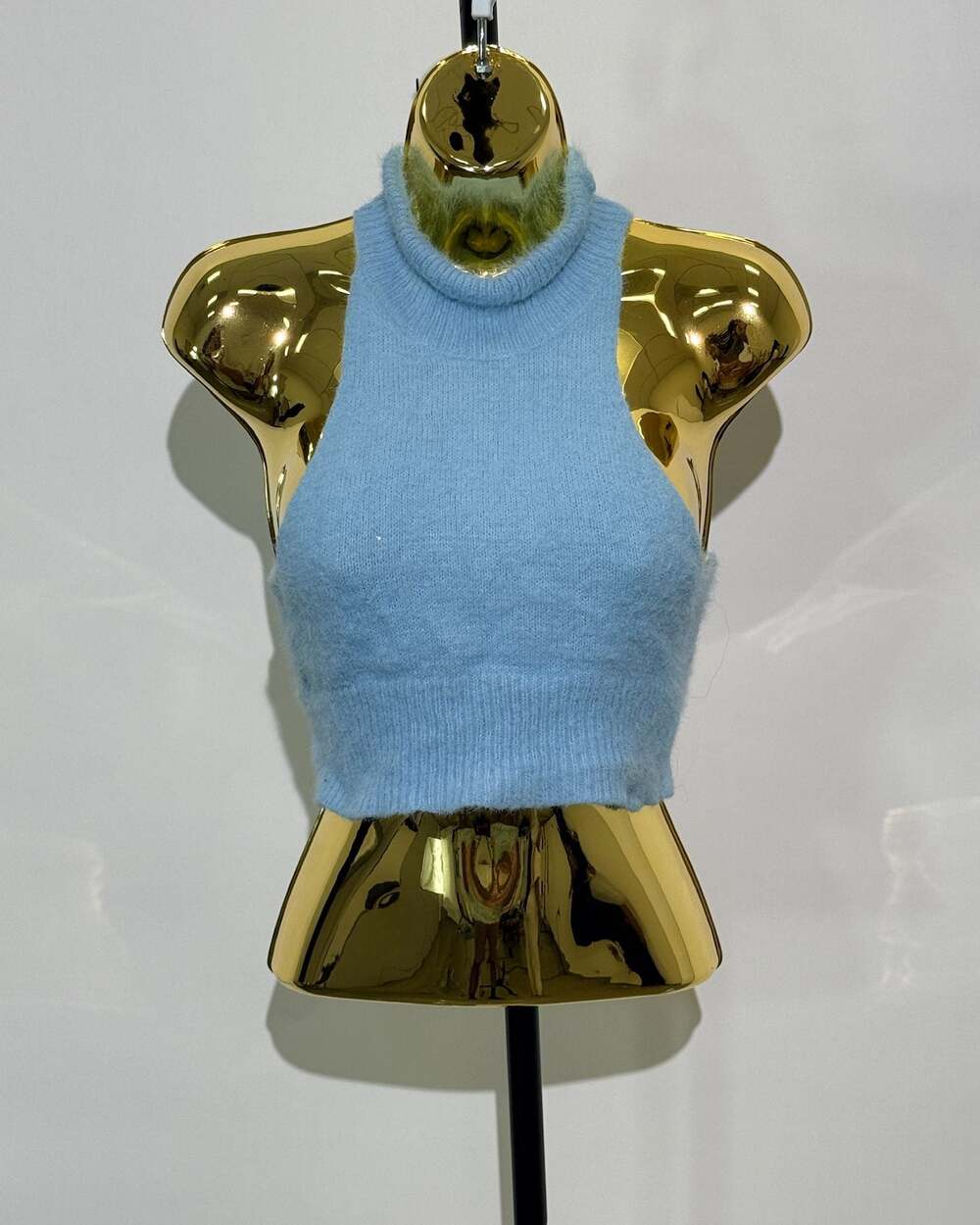 Baby Blue Turtleneck Crop Knit Top